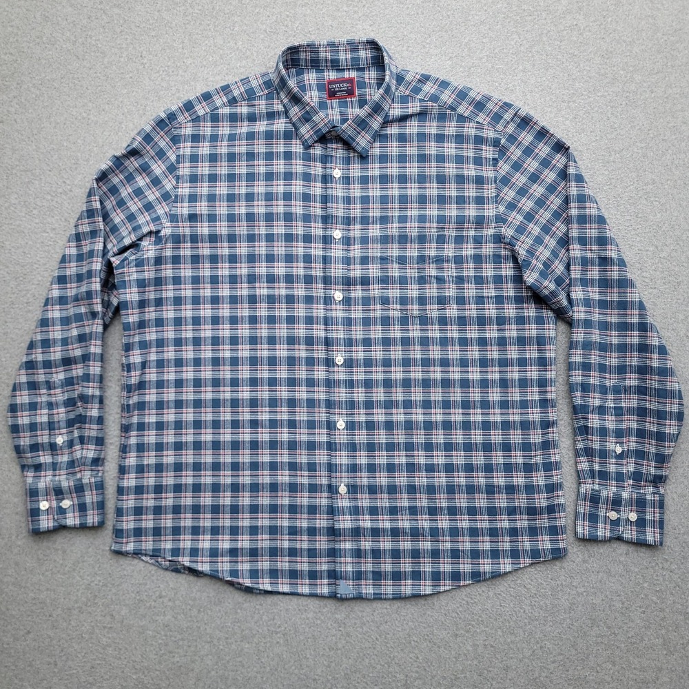 UNTUCKit Flannel Button Up Shirt XXL Blue Plaid Mens